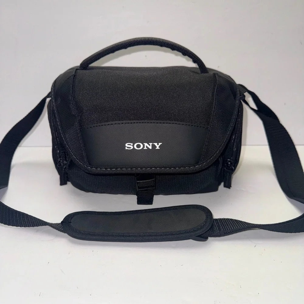 Sony Camera Bag Black Padded Nylon Shoulder Strap Travel Case